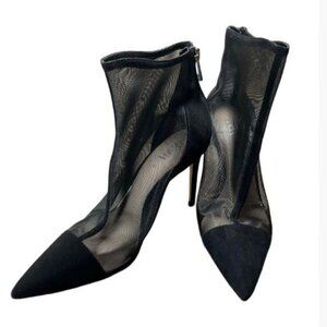 Zara Black Mesh Stiletto Heel Pointed Toe Ankle Boots  Size 40 Euro/9.5 US  EUC